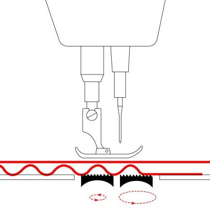 Differential bottom feed mechanism of sewing machine