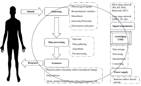 Schematic view of the working principle of an e‐health system.