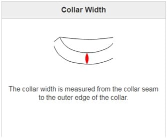 collar width is measured from the collar seam to the outer edge