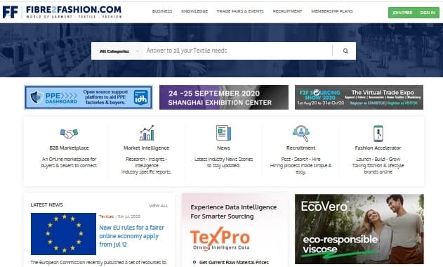 fibre2fashion home page