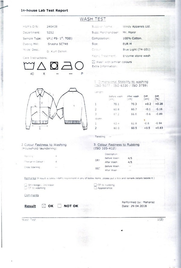 Lab test report