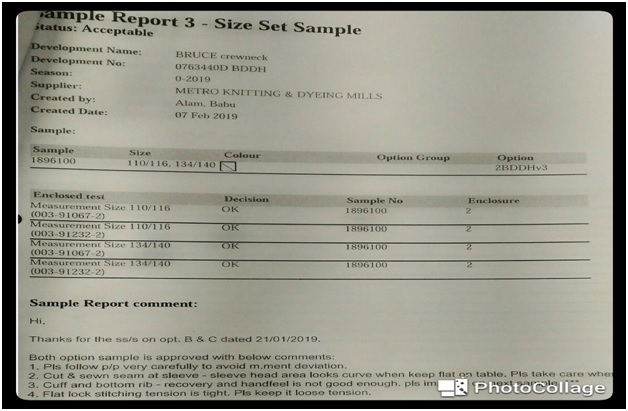 fault in shirt report of different types of samples