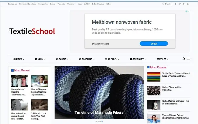 Home page of Textile school