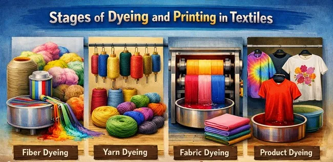Các giai đoạn nhuộm và in trong ngành dệt may