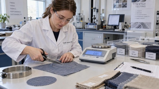 Cutting and weighing a circular sample